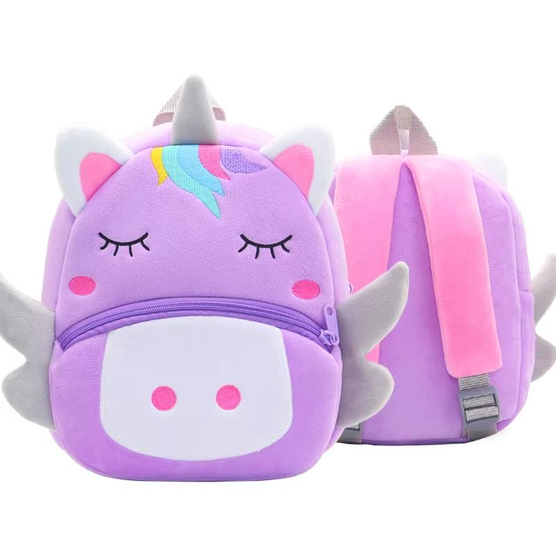 Cute 3D Cartoon Animal Plush Toddler Backpack, Soft Kids Kindergarten Schoolbag Travel Gift Bag for Boys & Girls