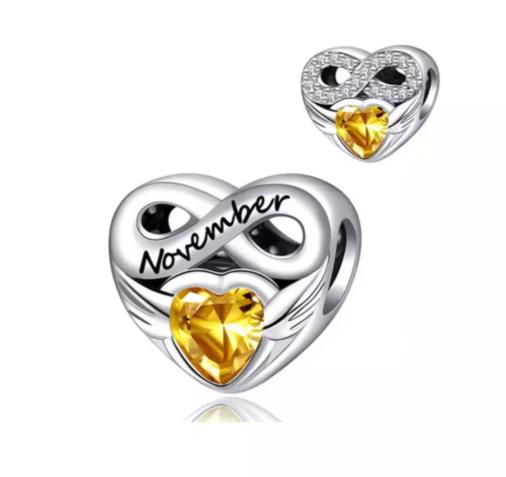New Copper 12 Month Colorful Birthday Stone Charm Beads Fit European Bracelet Necklace Diy Women Jewelry