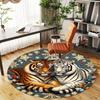 1pc Tiger Snowflake Round Chair mat office Area Rug - Non-Slip, Floor Mat for Office, Bedroom, and Indoor Decor p127010
