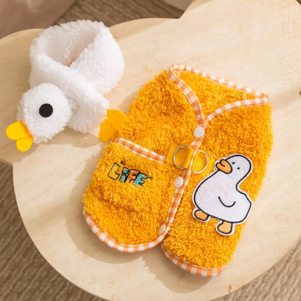 

Cartoon Bear Puppy Coat Scarf Set Cotton Warm Dog Vest Jacket Comfortable Double-faced Pile Cat Clothing S-1