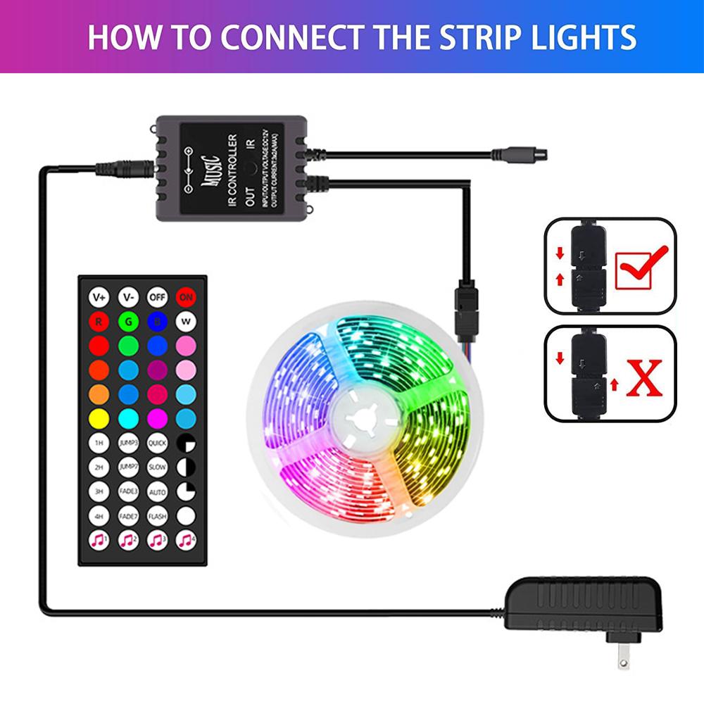 LED strip lights RGB,Waterproof,10M 5050 Light Strip with Wi-Fi 24Key Remote