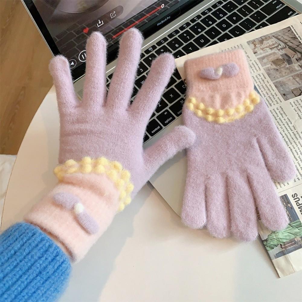 

Warm Winter Gloves Windproof Cold Proof Driving Skiing Mittens Useful Full Finger Gloves фиолетовый