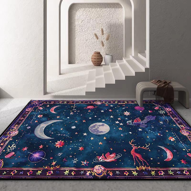 Luxury Starry Sky Design Living Room Carpet Decoration Bedroom Bedside Fluffy Plush Rug Lounge Children Non-slip Floor Mat Soft