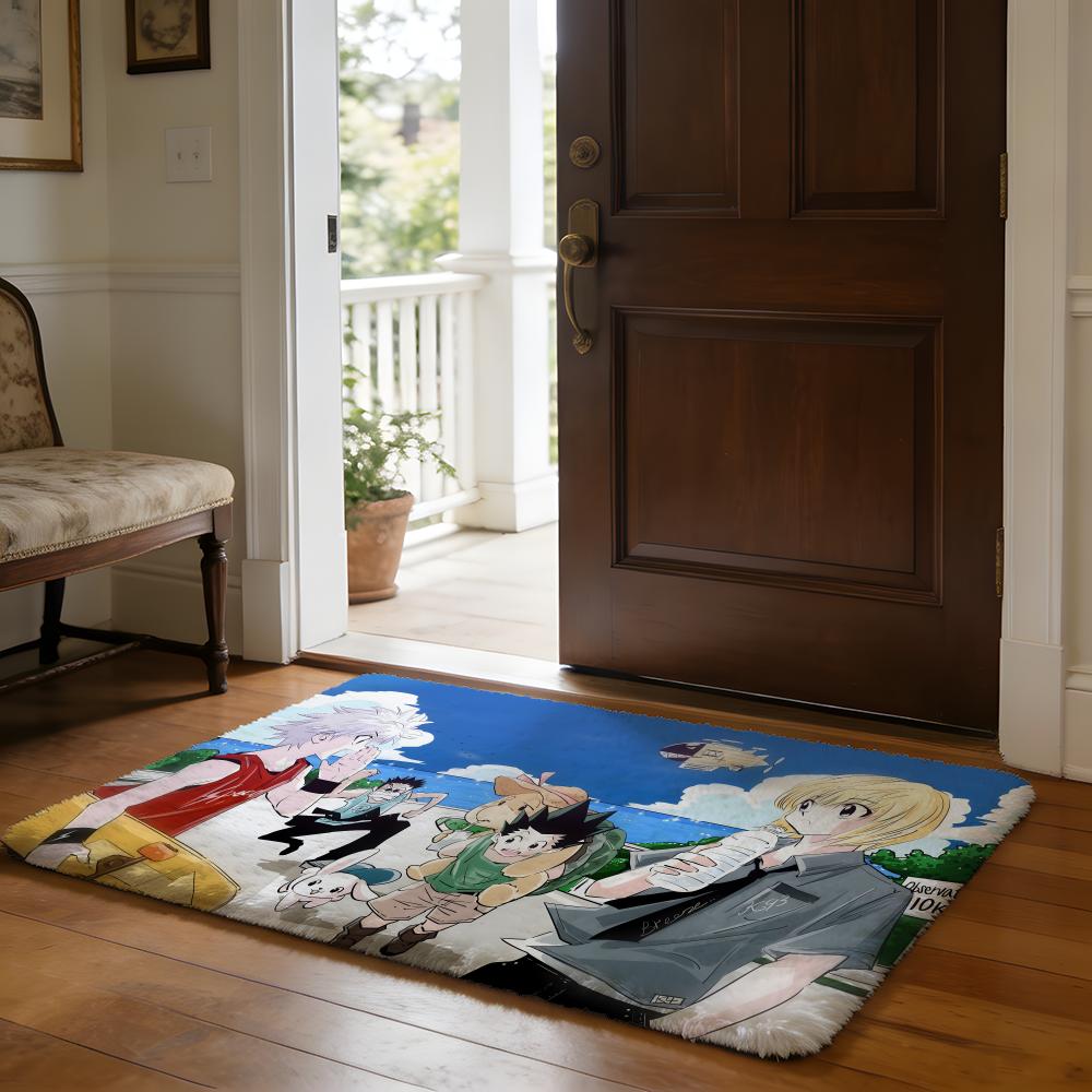 Floor Mat Soft Flannel Rug Non-Slip Absorbent Mat for Bathroom Bedroom Home Decor P-P-Peaceminusones Design Anime