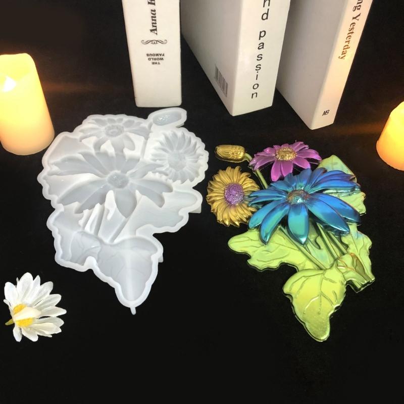 3D Sunflower Silicone Mold DIY Epoxy Resin Mold for Wall Desktop Decoration Hanging Pendant Concrete Plaster Mould Craft