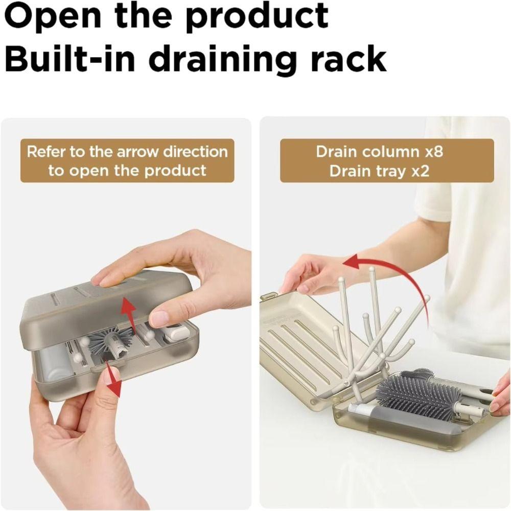 6 In 1 Set Bottle Cleaner Kit Travel Size Bottle Drying Rack  Outdoor Activities
