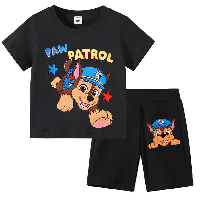 PAW Patrol Children's T-shirts Sets Summer Cartoon Print Boys Short Sleeve Shorts 2pcs Suit Kids Outfits Casual Clothing Sets
