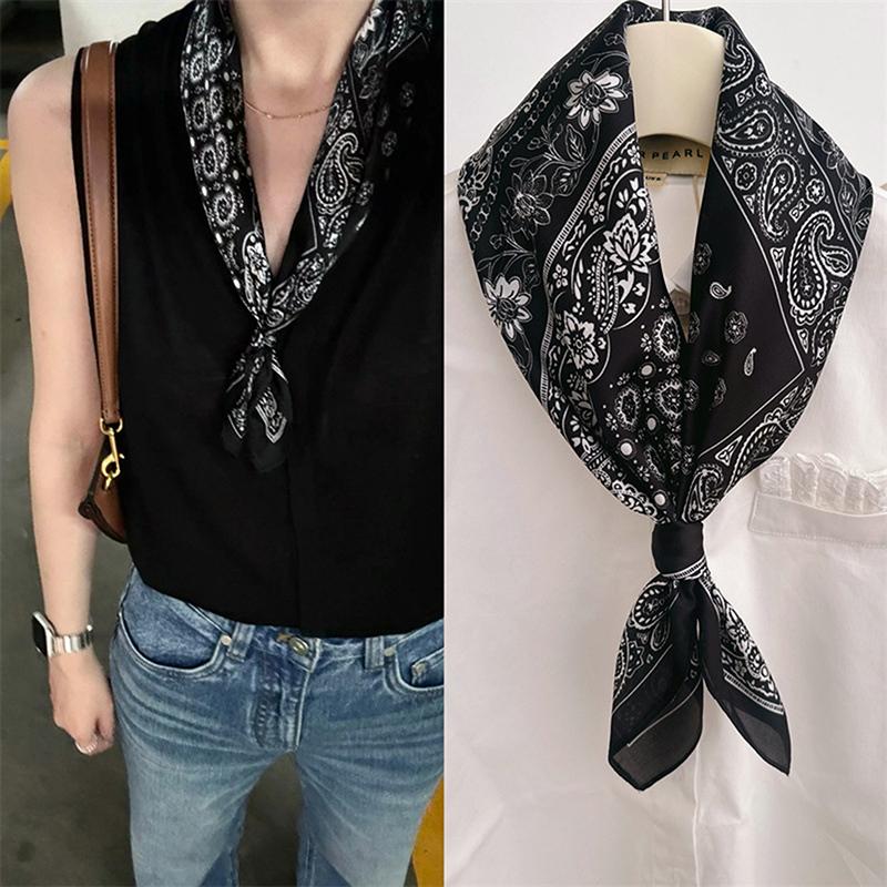 Luxury  70Cm Satin Square Silk Scarf For Women Hair Hand Neckerchief Wrist Hijab Wraps Lady Shawl Ribbon Bandana