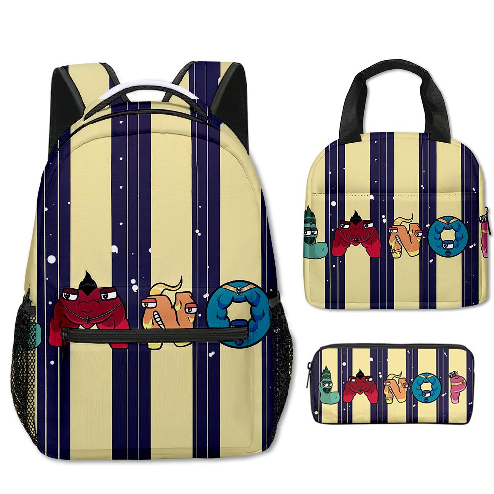 Classic Popular Funny Alphabet Lore 3D Print 3pcs/Set School Bags Travel Notebook Backpack Portable Lunch Bag Pencil Case