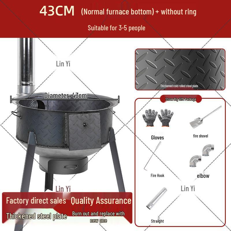 Extra Thick Patterned Steel Portable Wood-Burning Stove for Home & Outdoor Use