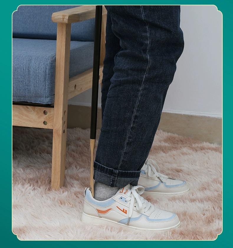 Pterocarpus Santalinus Premium Brass Shoehorn with Long Handle - Easy Lift for Pregnant Women