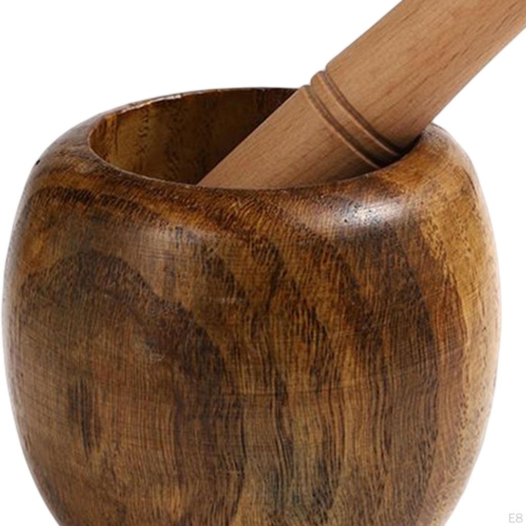 Wood Mortar with Pestle Decorative Kitchen Gadget Crusher Manual for Spices
