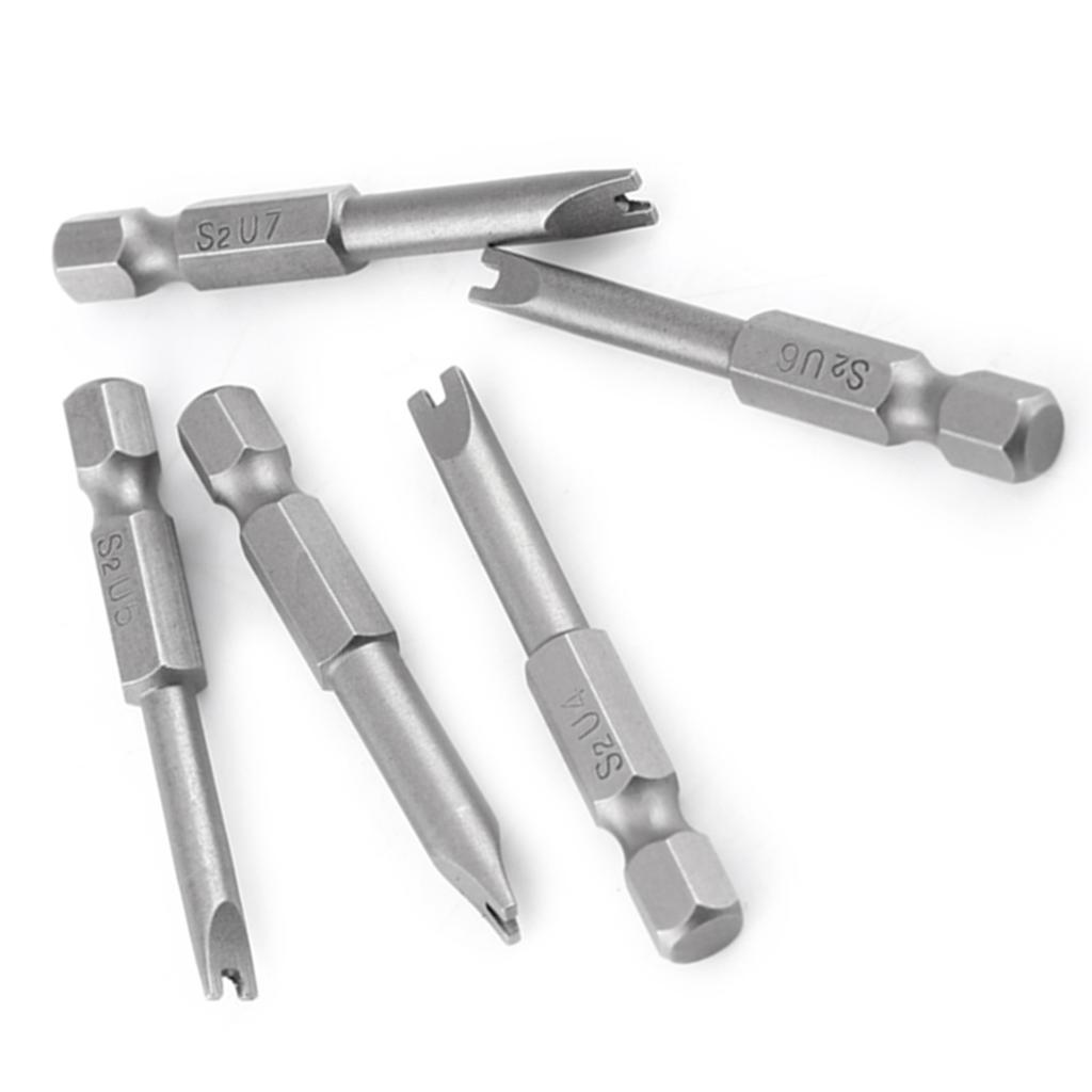 5 Pcs S2 Alloy Steel 50mm Length 1 4  Hex Shank U shaped Magnatic Screwdriver Bits Set