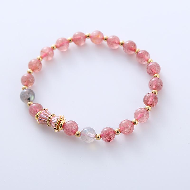 

Natural strawberry crystal bracelet cute pink crystal Bangles Women Fashion Jewelry accessories Gift розовый