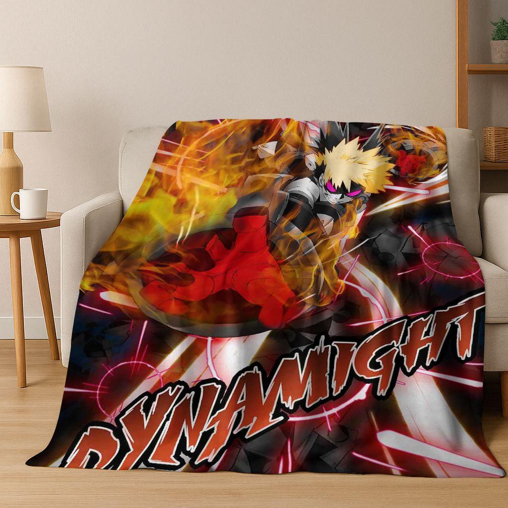 Anime My Hero Academia Deku Katsuki Cartoon Flannel Blanket,Cozy Soft Throw Blanket for Home Bedroom Bed Sofa Picnic Cover Kids