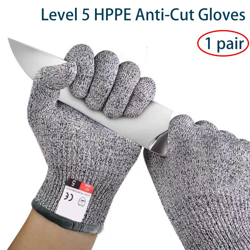 

Level 5 HPPE Anti-Cut Gloves Kitchen Gardening Anti-Cut Knitted Gloves Anti-Thorn Wear-Resistant Glass Building Cutting Gloves S серый
