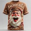 Men Christmas Short Sleeve T-shirt Santa Claus 3D Print Tee Xmas Graphic Tops Ugly Christmas Party Costume Holiday Gift for Male