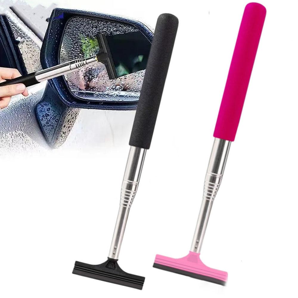 1pc car rearview mirror wiper telescopic car rearview mirror wiper long handle car cleaning tool rearview mirror glass defogger