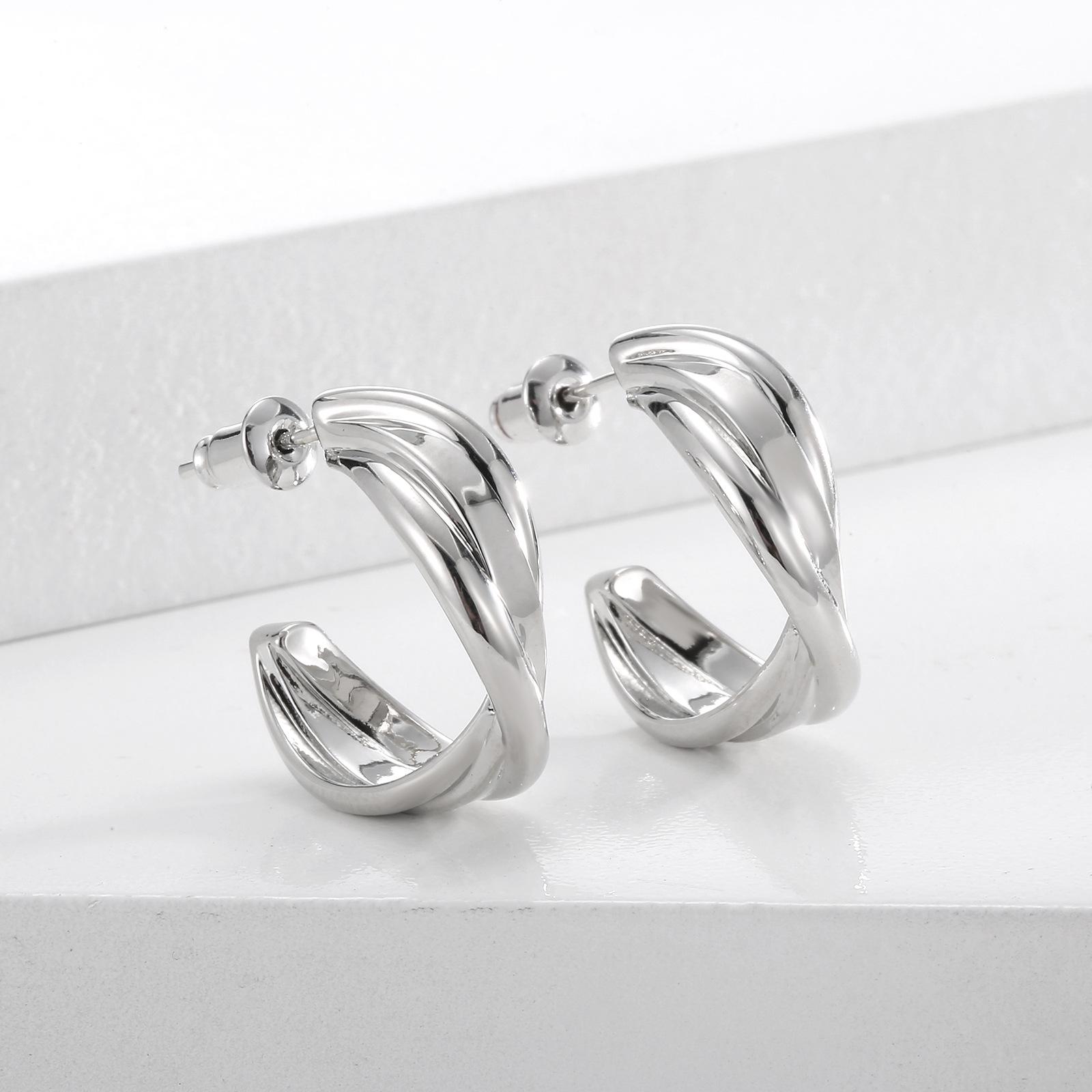 

Серьги-кольца с металлической холодной текстурой в стиле ретро-порт простые крестообразные серьги-иглы из серебра 925 пробы универсальные серьги-гвоздики