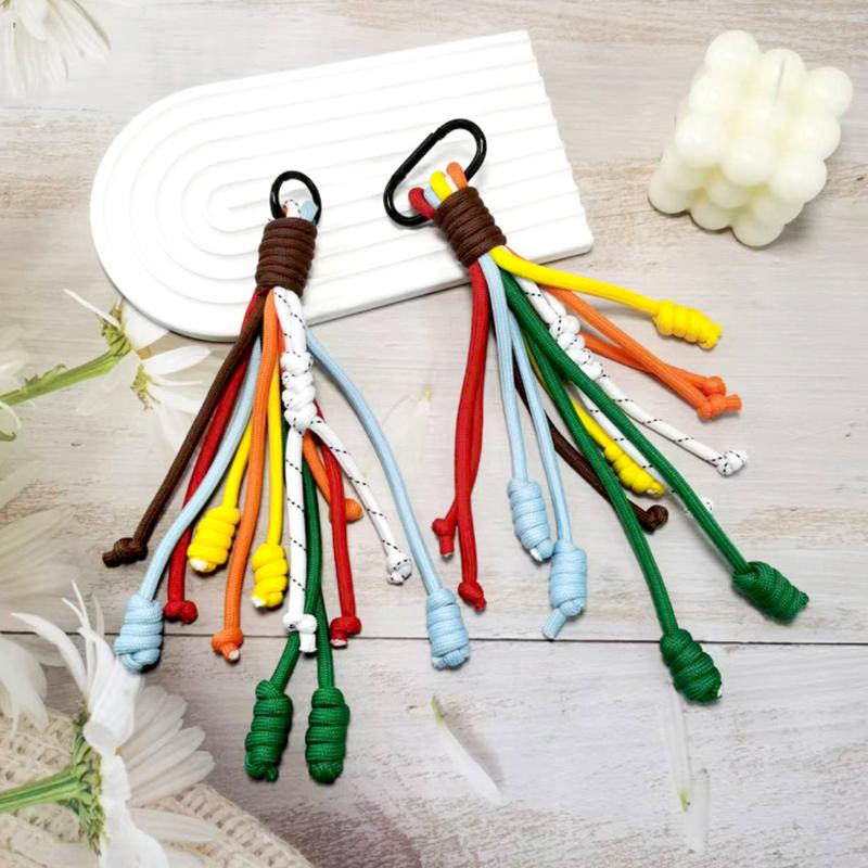 

Модный брелок ручной работы из плетеной веревки с кисточками, противоугонная сумка для ключей, подвеска, брелки, креативное украшение для рюкзака, подарки A1