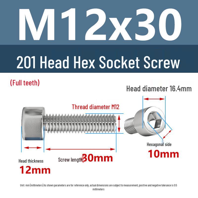 Yigu 201 Stainless Steel Cup Head Hexagon Screws and Bolts - M3, M4, M5, M6