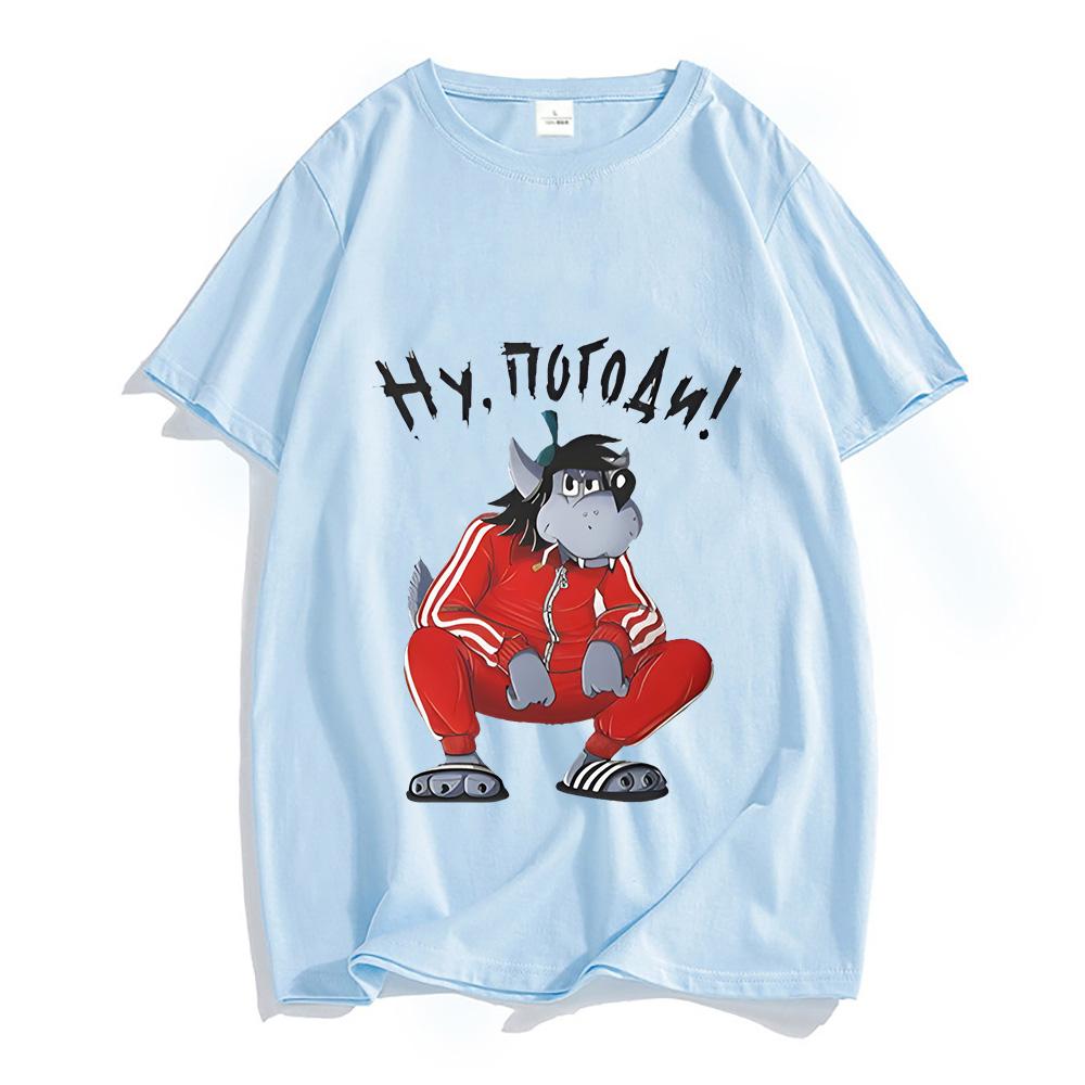 Nu Pogodi Well Just You Wait Wolf Hare T-shirt Cartoon Print Harajuku Kawaii Tshirt Unisex Cute Tee-shirt Sudaderas O-neck Tops