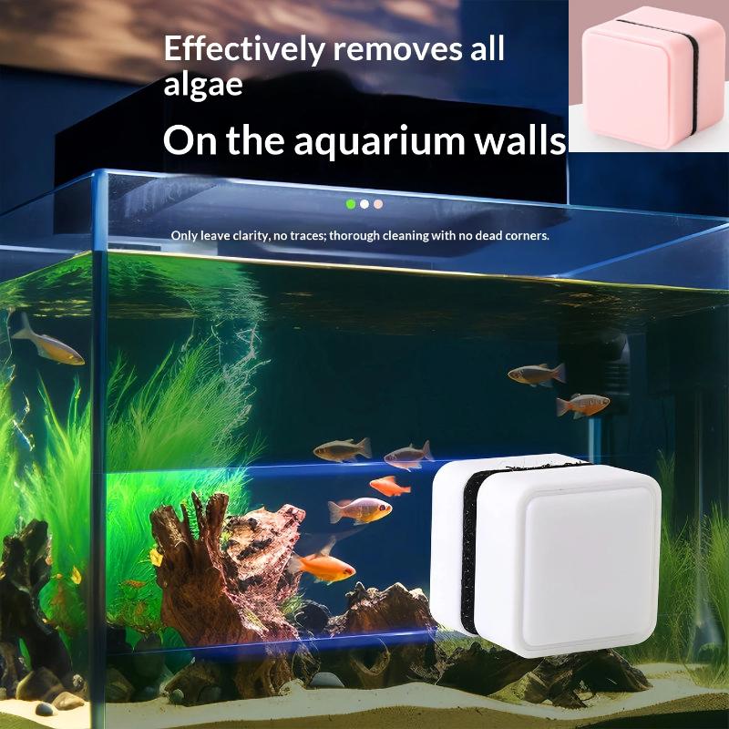 Mini Square Magnetic Brush Aquarium Glass Cleaner Scratch-Resistant Glass Cleaner Magnetic Brush For Small Aquarium Fish Tank