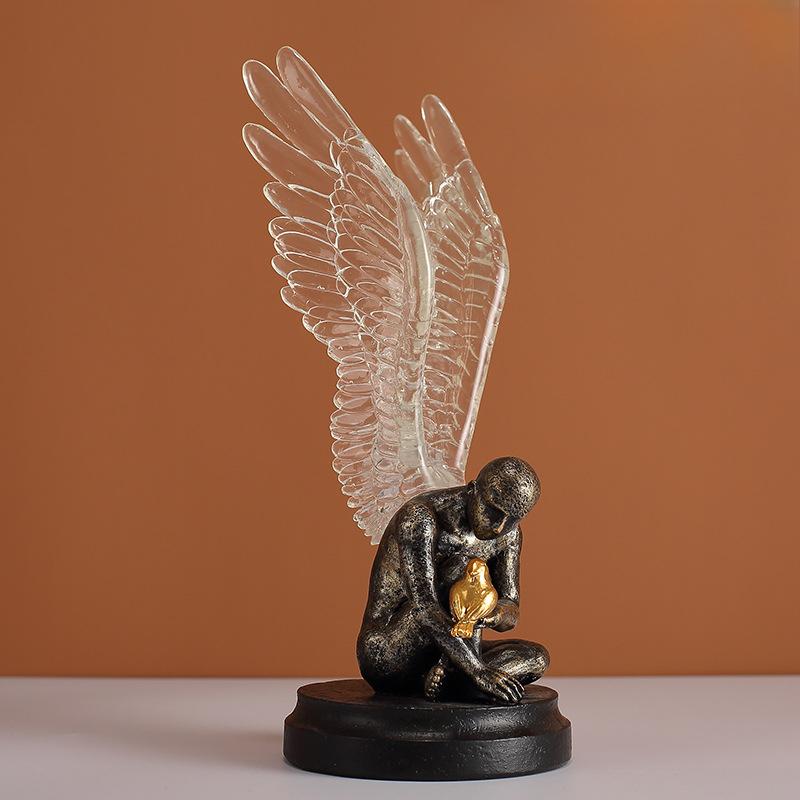 

Искусство Прозрачные Крылья Фигурки Гостиная Кабинет Домашнее Украшение Ремесло Из Смолы Ангел Украшения