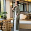 Women's Distressed Ramie Trench Coat: Casual, Slimming, and Elegant Long Cardigan