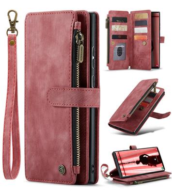 For Iphone 16 15 14 13 12  Pro XS Max Leather Flip Phone Case for Samsung S23 S24 Ultra A52 A25 Zipper Credit Card Wallet Cover