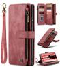 For Iphone 16 15 14 13 12 Pro XS Max Leather Flip Phone Case for Samsung S23 S24 Ultra A52 A25 Zipper Credit Card Wallet Cover
