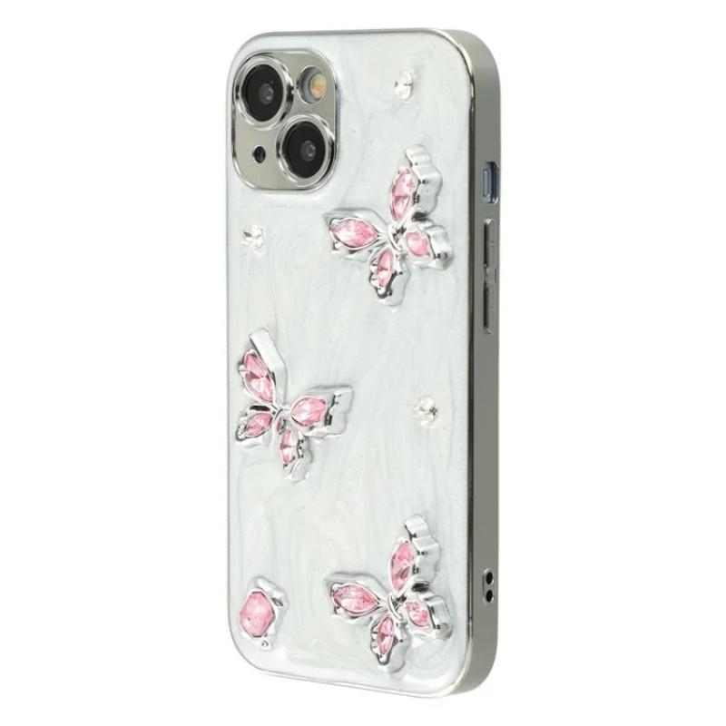 For iPhone 13 6.1 inch Case WANLONFENG Electroplated Epoxy TPU+Acrylic Phone Cover with Tempered Glass