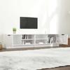 Meuble TV - MAISON EXCLUSIVE - 80 x 35 x 36,5 cm - Blanc brillant - Bois d'ingénierie - Grand rangement