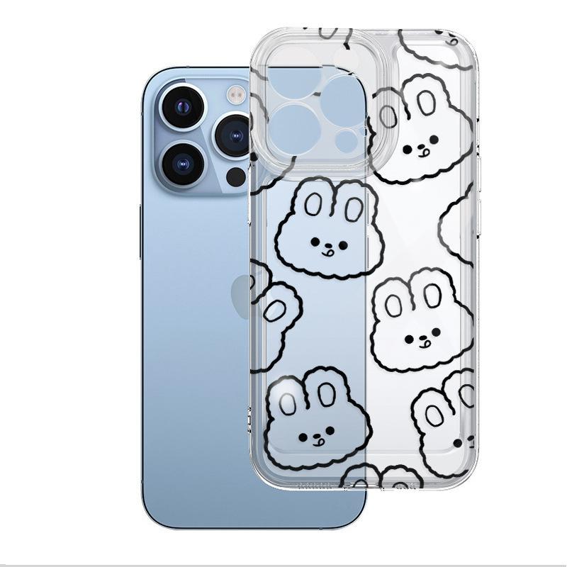 Transparent Mobile Phone Case Apple 17promax Line Cartoon Rabbit Iphone12 Anti-drop Protective Case 16 Women's 14