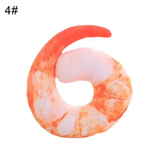 3D Shrimp Eggplant U Shaped Cushion Stuffed Plush Neck Travel Home Bed Toy