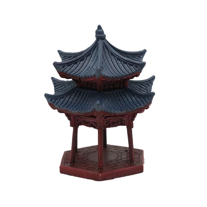 

Traditional Hexagon Pavilion Fishtanks Decors Double Tiered Resin Craft for Fishtanks and Hotel Table Scene Landsacpe 1