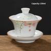 Jingdezhen-Porcelain Tea Set, Ceramic Teacups and Saucers, Handpainted Lotus, Travel, Easy Gaiwan, Porcelain Cup, Tableware