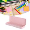 Plastic Pencil Case Snap Closure Lightweight Portable Simple Design Pen Box for Students Stationery Light Roseate