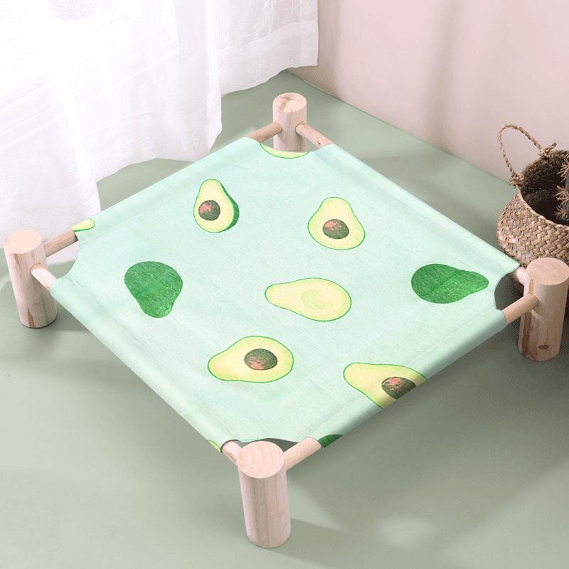 Breathable Pine Wood Rattan Woven Folding Pet Bed - Moisture-proof, Removable, Washable, Four Seasons Style.