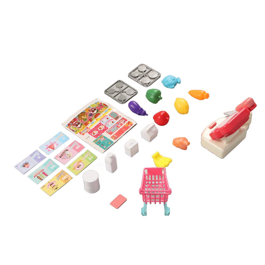 Cash Register Playset Stimulation Cosplay Learning Calculation Shopping Checkout Money Till Toy for