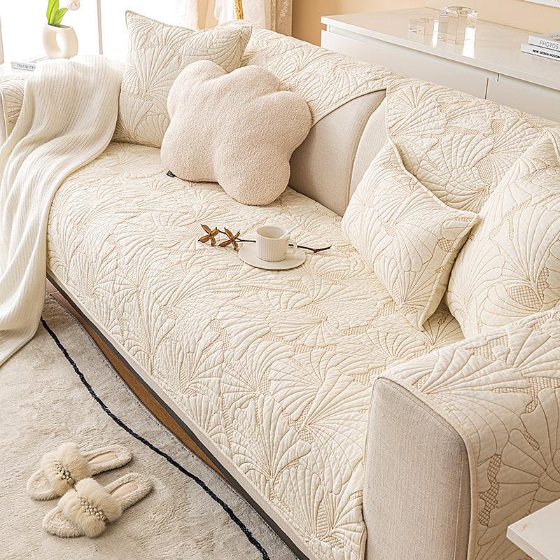 

Полностью хлопковая подушка для дивана, универсальный нескользящий коврик Four Seasons, простой современный кожаный чехол для дивана в скандинавском стиле, однотонный тканевый чехол для подушки сиденья 110*210cm