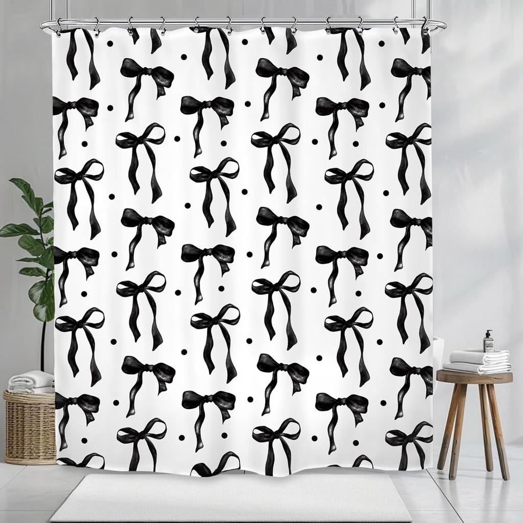 Abstract Matisse Flower Shower Curtain Retro Vintage Aesthetic Minimalist Black Modern Bathroom Set Accessories Decor with