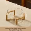 Japanische Glas-Obstschale mit Bambusständer
