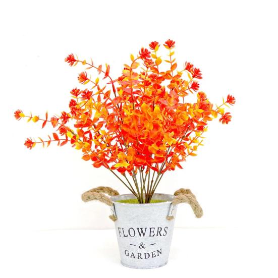 6 Pcs Artificial Fall Flowers UV Resistant Faux Plants Outdoor Decoration Realistic Fake Flower Bundles for Thanksgiving Porch Window Box Planter