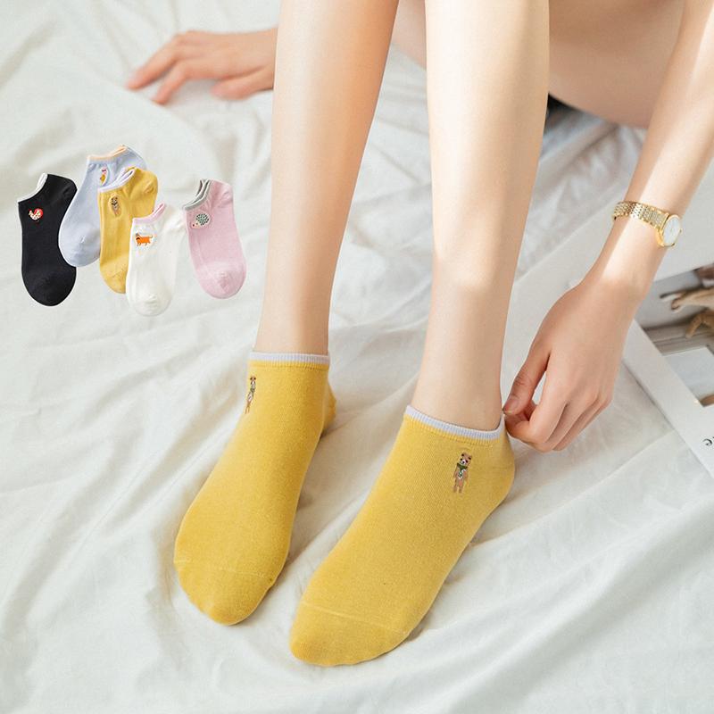 

Милые носки с героями мультфильмов, женские носки до щиколотки с вышивкой животных, весенне-осенние короткие носки для девочек Sokken