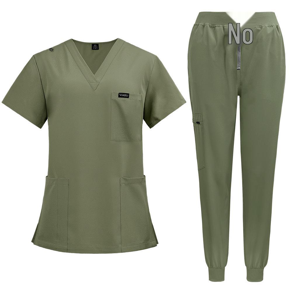 Unisex Quick-Dry Short-Sleeve Scrub Suit: Medical Two-Piece Set for Nurses and Hospital Staff