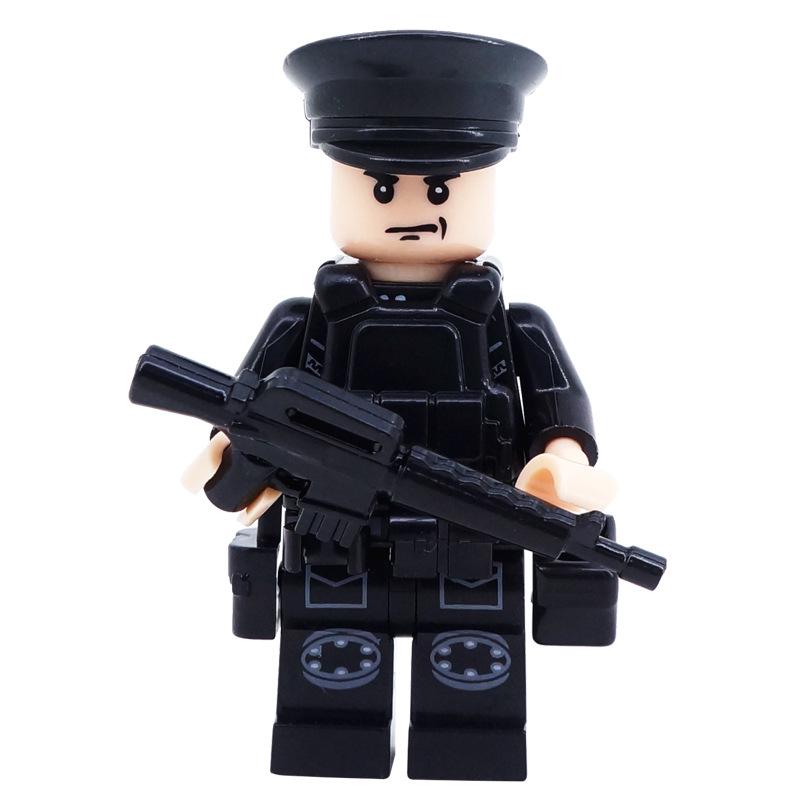 Qxl10 Black Swat Building Block Figurine Small Particle Mosaic Military Police Doll Toy