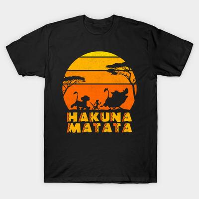 Asiatisk Storlek Herr Tryckt T-shirt Hakuna Matata No-Cut Värmeöverföringstryck Bomulls-T-shirt