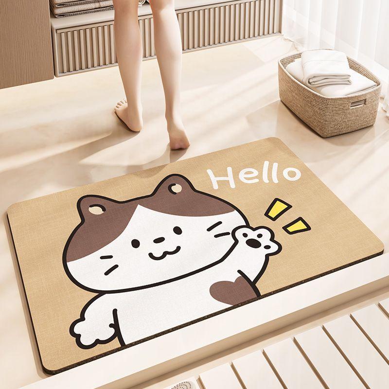 Niedliche Katze Toilettenbodenmatte Badezimmer rutschfest saugfähig Toilette Toilette Kieselgur schnelltrocknend Fußmatte Teppich