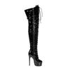 Fashion New High-quality Belt Buckle Cross Strap Over The Knee Boots Sexy Hot Girl Pole Dance 15cm High Heel Motorcycle Boots Size35-48